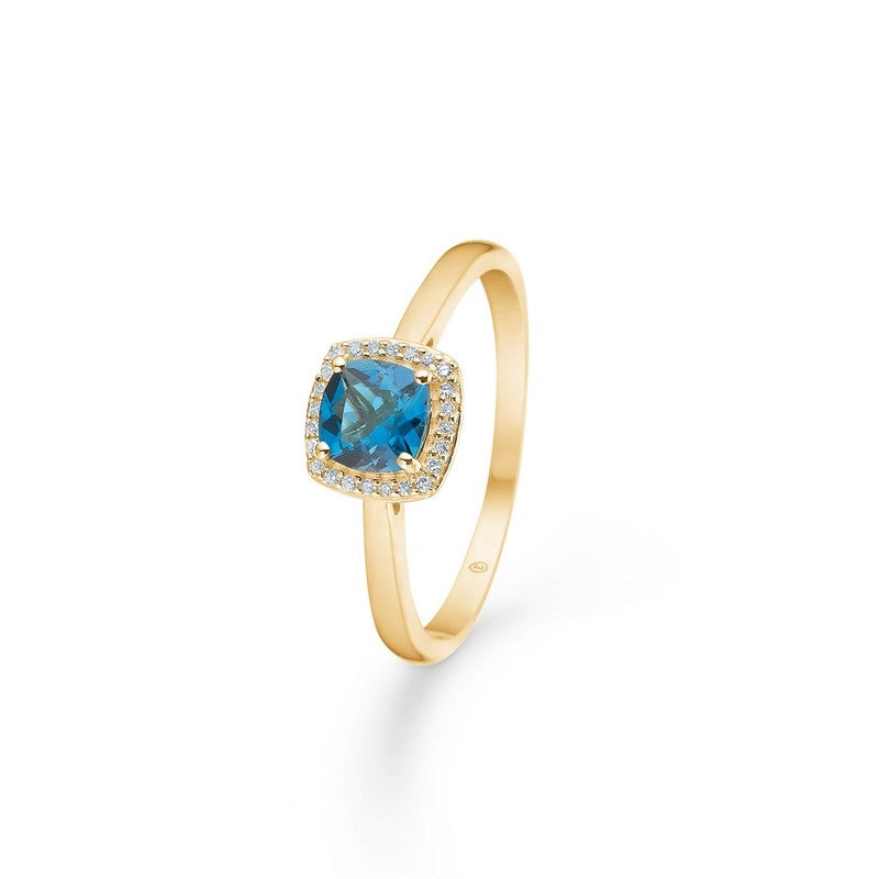 Mona Lisa ring i 14 karat guld med labradorit og 0,045 ct diamanter fra Mads Z